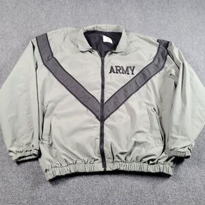 Vintage Unicor IPFU Jacket Mens LT Gray Army Running Windbreaker Reflective 90s